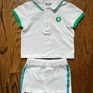 Jacadi White and Green Kids Polo Set